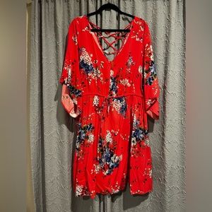 Coral Floral Dress